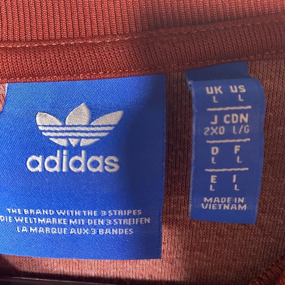 Adidas Long Sleeve Shirt SZ L Women’s Pullover Sweatshirt 3 Stripes Red - Picture 5 of 8